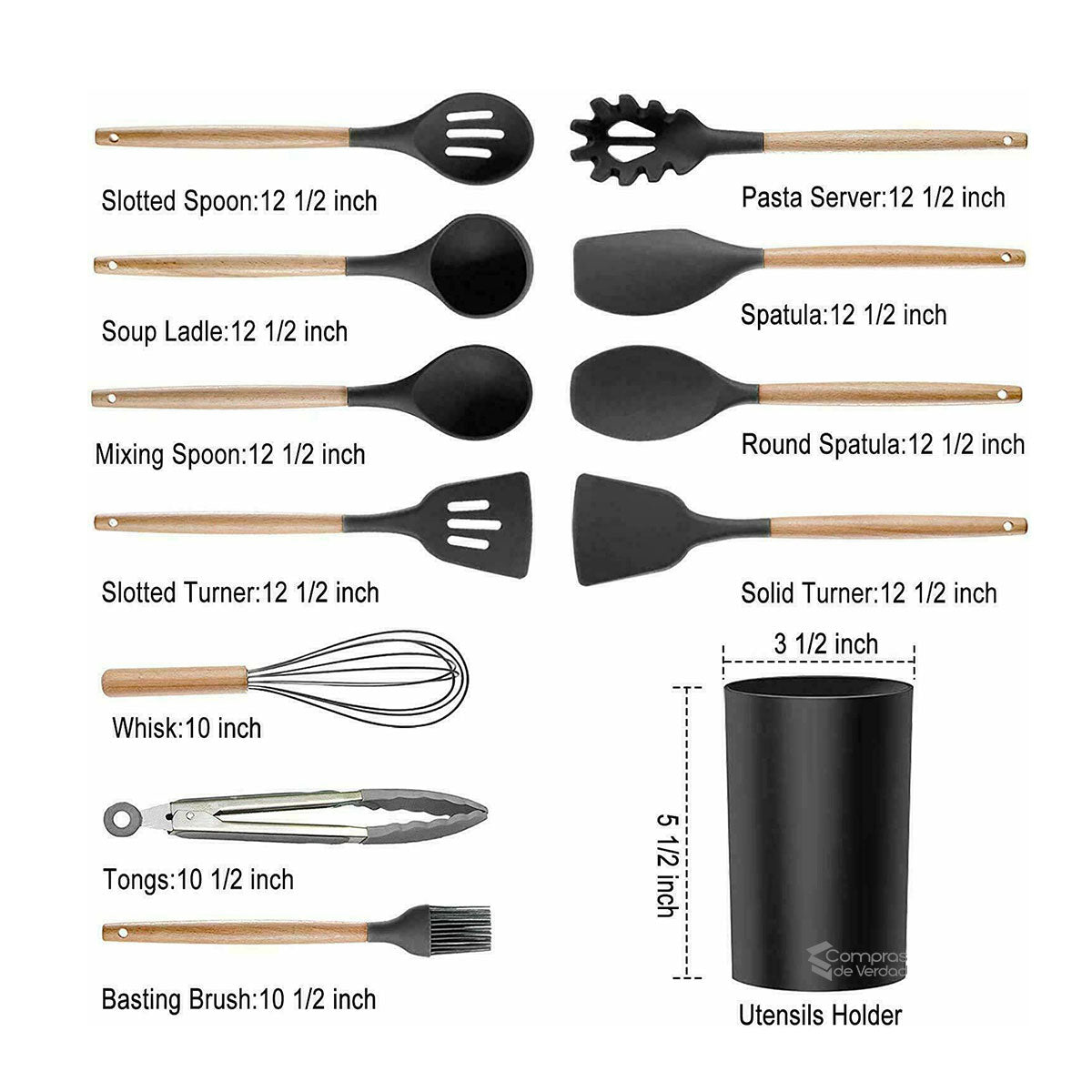 Utensilios cocina silicona set por 12pcs